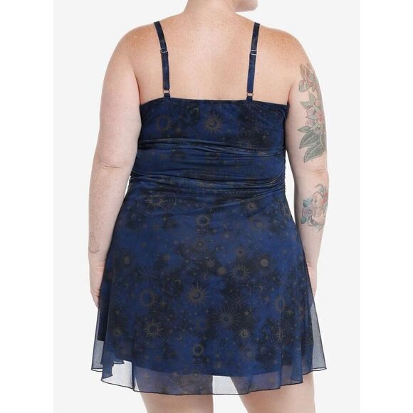 Cosmic Aura Celestial Ruched Cami Dress Plus Size 1 - Picture 7 of 8